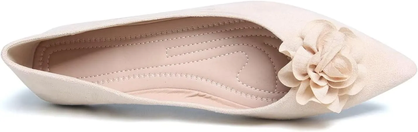 Hee grand Women Pom Pom Causal Flats -Solid Slip on Shallow Comfortable Ballet Shoes
