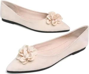 Hee grand Women Pom Pom Causal Flats -Solid Slip on Shallow Comfortable Ballet Shoes