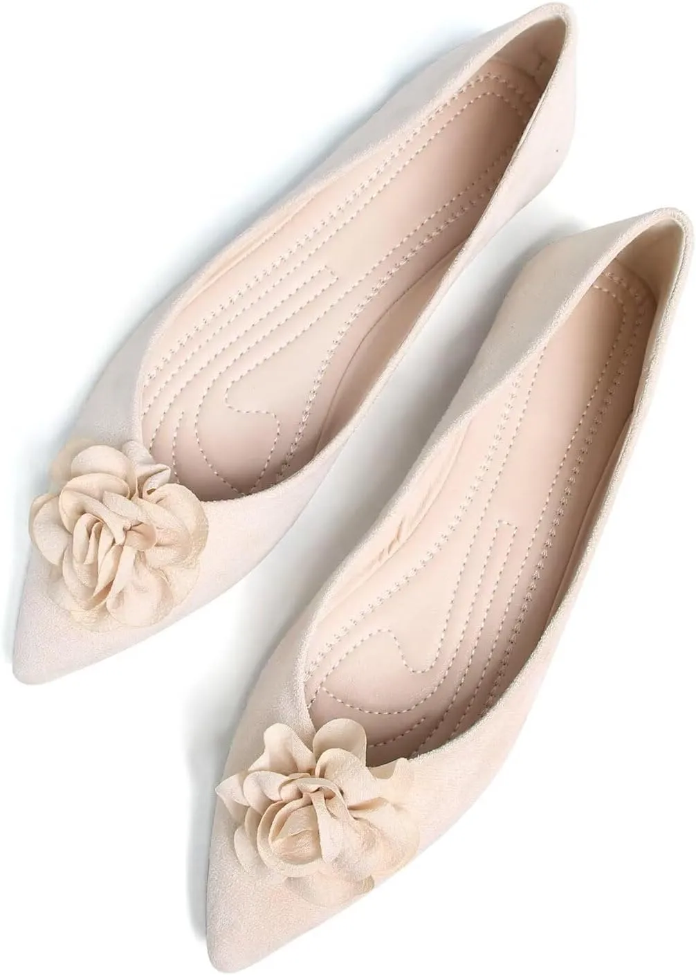 Hee grand Women Pom Pom Causal Flats -Solid Slip on Shallow Comfortable Ballet Shoes