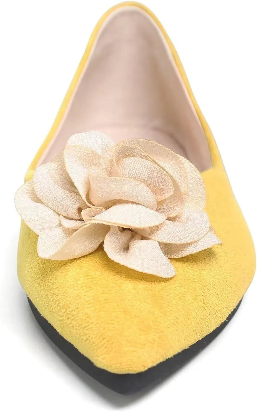 Hee grand Women Pom Pom Causal Flats -Solid Slip on Shallow Comfortable Ballet Shoes