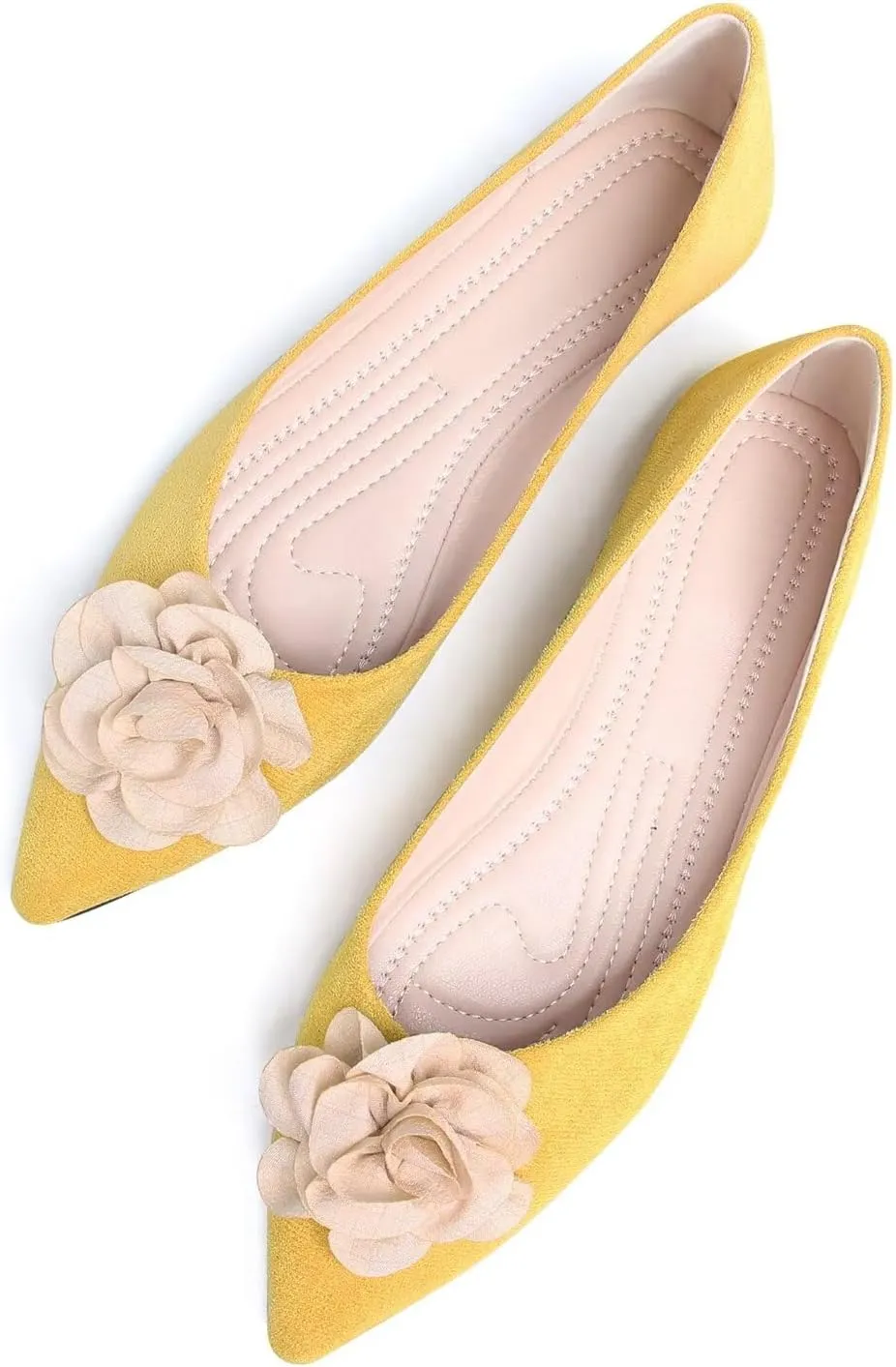 Hee grand Women Pom Pom Causal Flats -Solid Slip on Shallow Comfortable Ballet Shoes