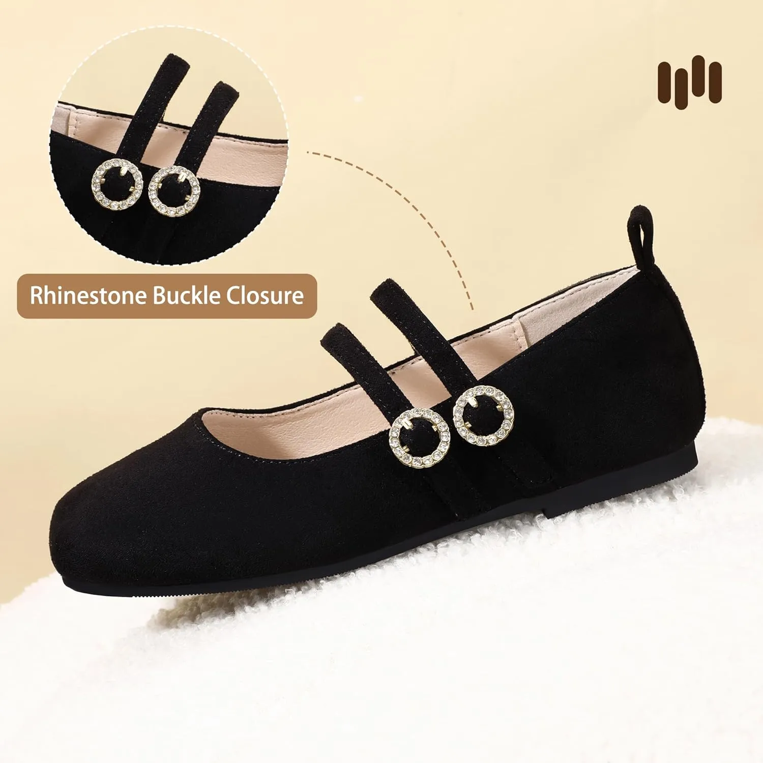 Hehainom Girls Dress Shoes Rhinestone Square Toe Toddler Flower Girl Ballet Flats Little Big Kids Mary Jane School Party Wedding Shoes