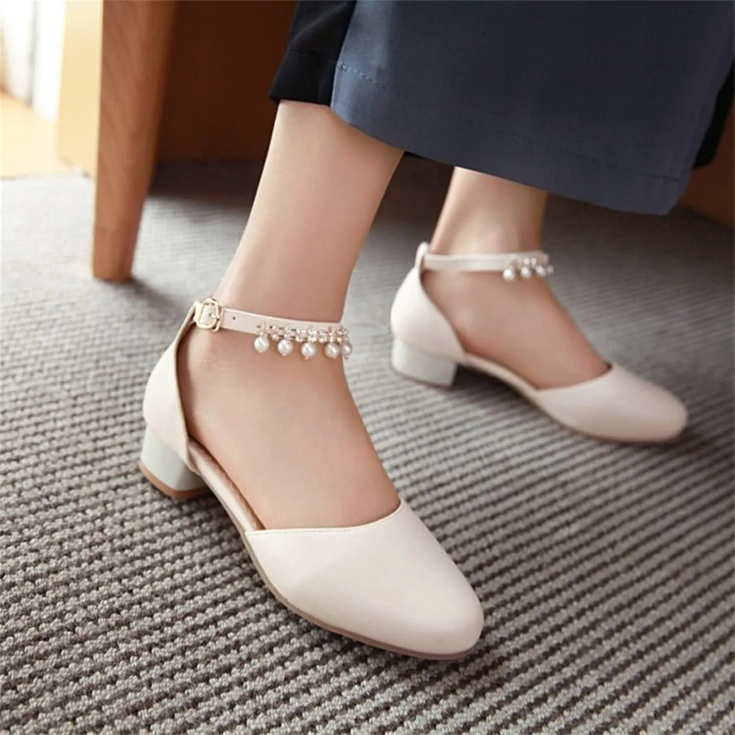 High Heel Closed Pointed Toe Sandals for Girls Kids Ankle Strap Beaded Pearl Formal Shoes Fancy Wedding Basic