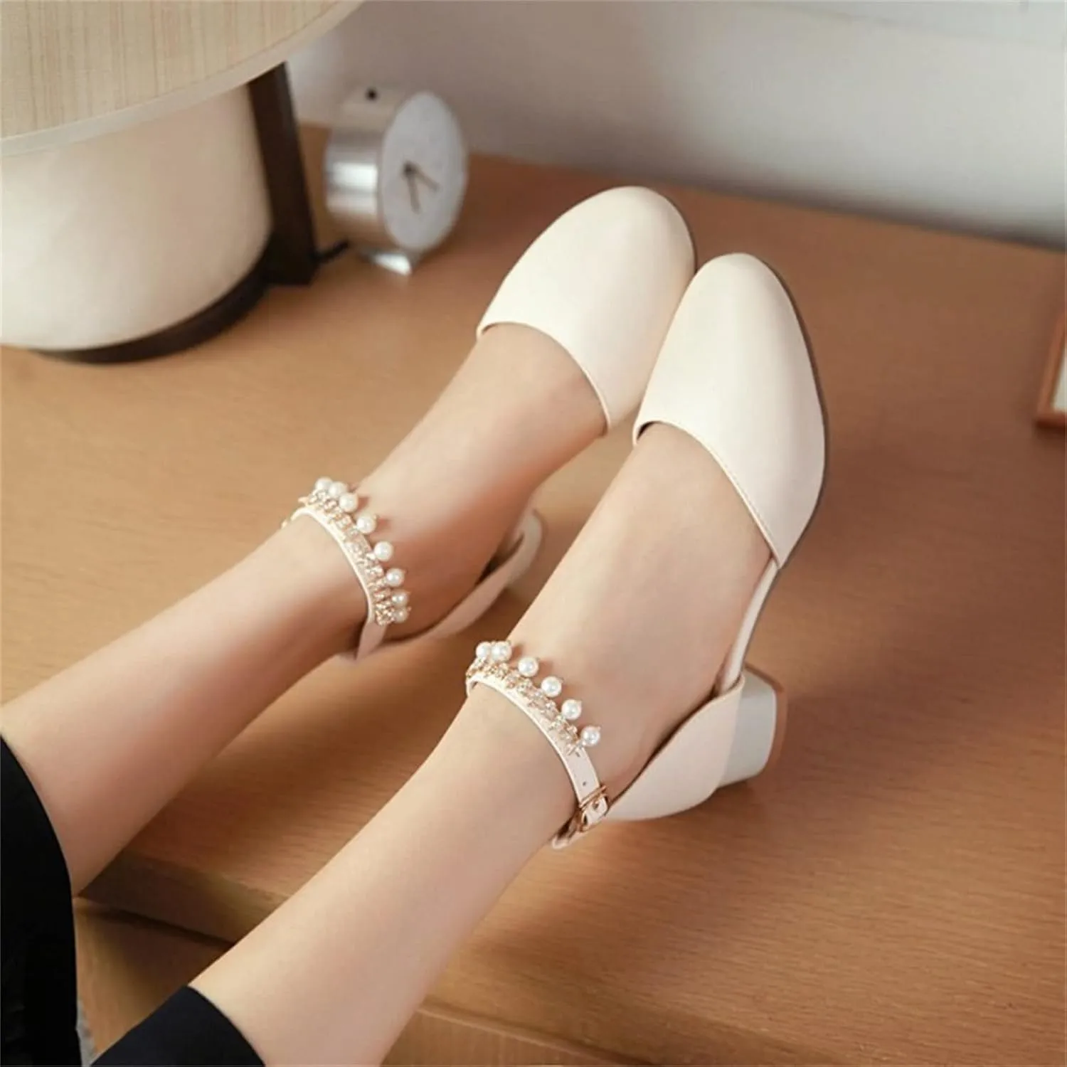 High Heel Closed Pointed Toe Sandals for Girls Kids Ankle Strap Beaded Pearl Formal Shoes Fancy Wedding Basic