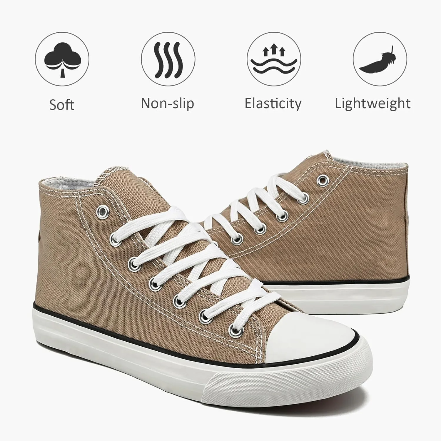 High Top Canvas Sneakers for Women Men Classic Lace Up Canvas Shoes Unisex Casual Tennis Comfortable Fashion Walking Shoes