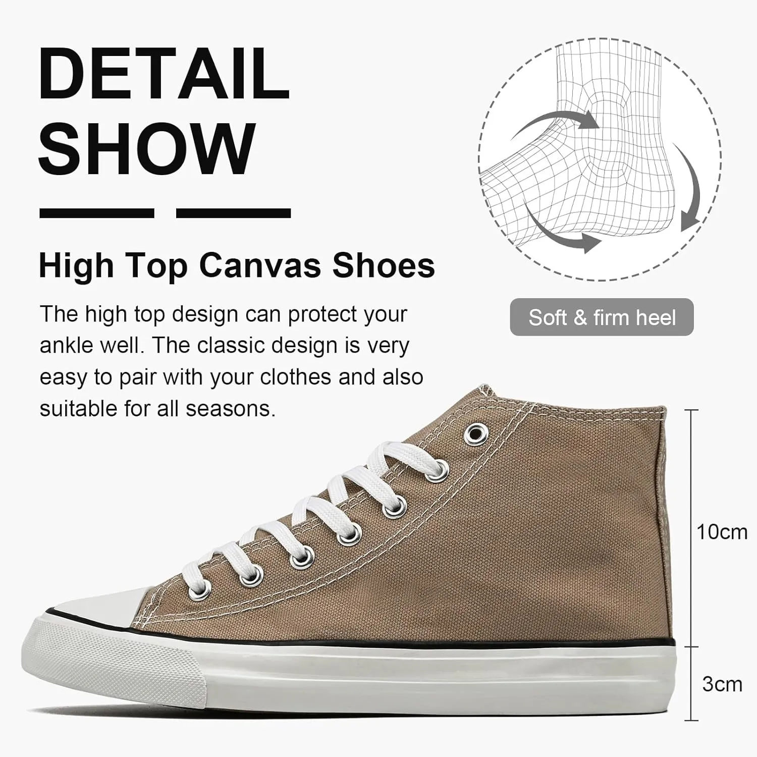 High Top Canvas Sneakers for Women Men Classic Lace Up Canvas Shoes Unisex Casual Tennis Comfortable Fashion Walking Shoes