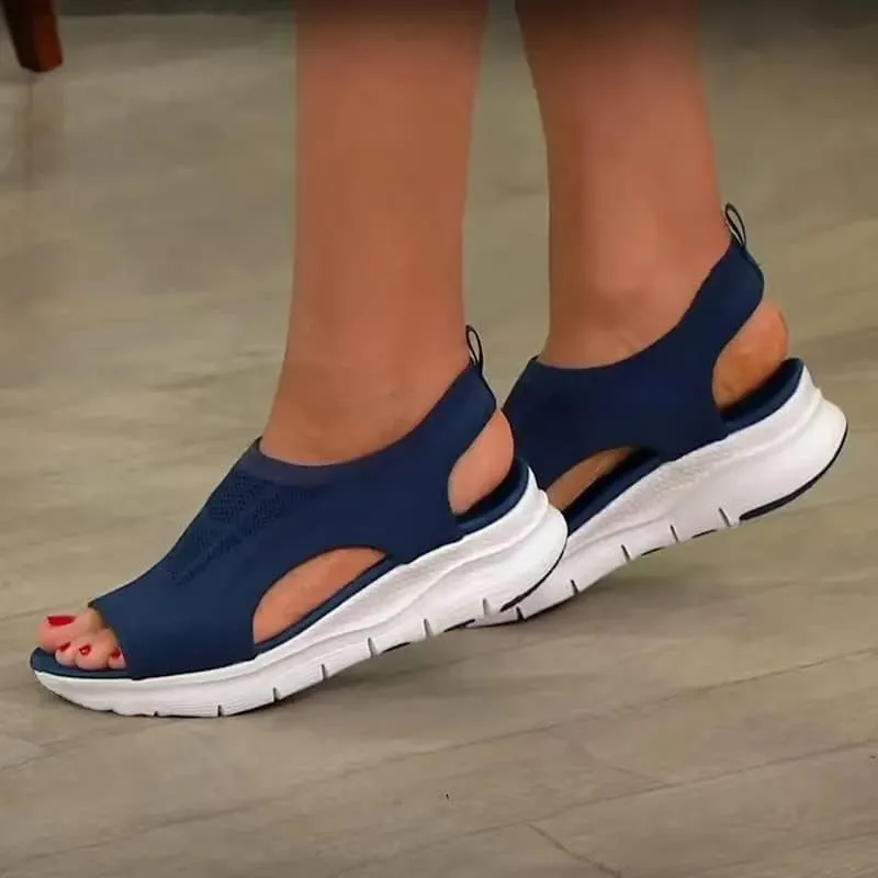 HOCEDO Orthopedic Sandals, 2023 Thick Platform Solid Women's Casual Wedge Sandals, Open Toe Buckle Women's Summer Beach Sandals
