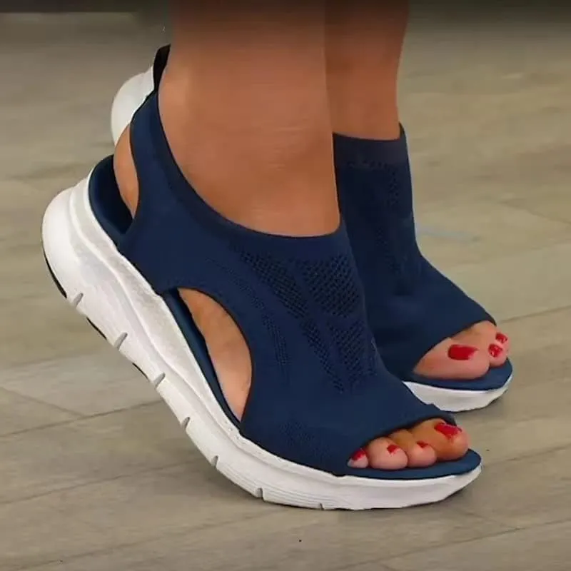 HOCEDO Orthopedic Sandals, 2023 Thick Platform Solid Women's Casual Wedge Sandals, Open Toe Buckle Women's Summer Beach Sandals