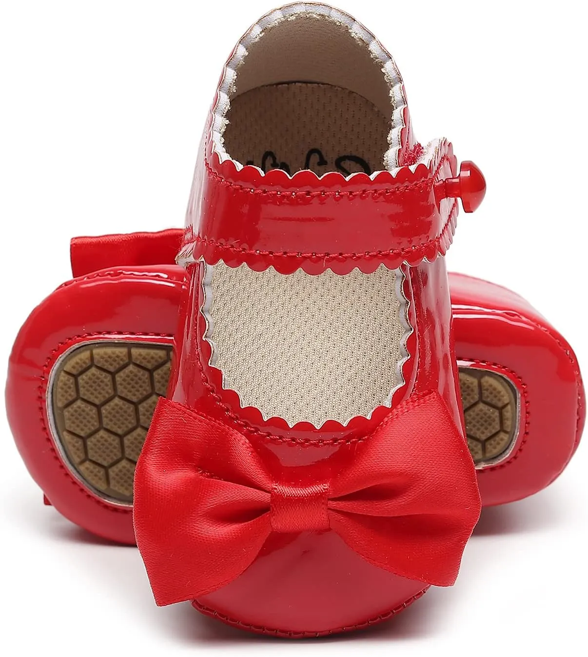 HONGTEYA Infant Baby Girls Mary Jane Flats Non Slip for Toddler First Walkers Soft Sole PU Leather Crib Shoes Sneaker Wedding Party Christmas Princess Dress Shoes Baby Moccasins Girls