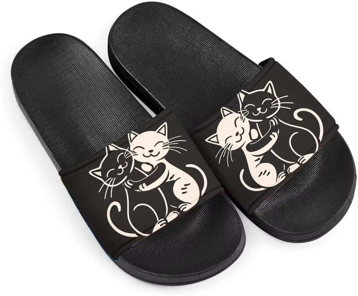 Howilath Women's Casual Slide Sandals, Cartoon Animals Print Comfortable Soft Sole Non-Slip Open Toe EVA Flat Sandals
