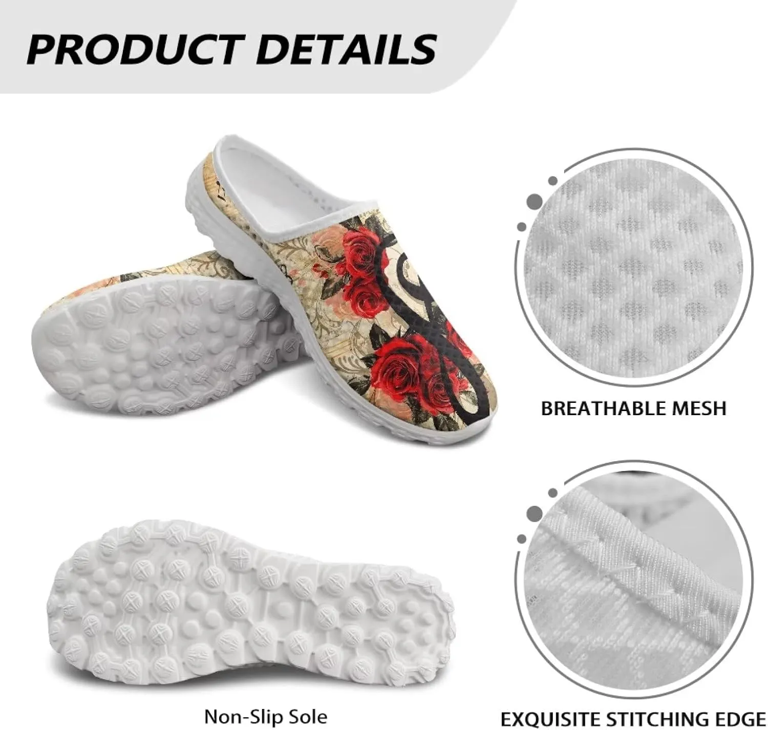 Howilath Womens Garden Shoes Clogs Soft Mules Non-Slip Garden Work Shoes with Arch Support EVA Flat Sandals for Casual