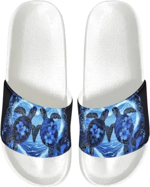 HUGS IDEA Women's Open Toe Slide Sandals Summer Slip-on House Shoes Anti-slip Beach Spa Flip Flops