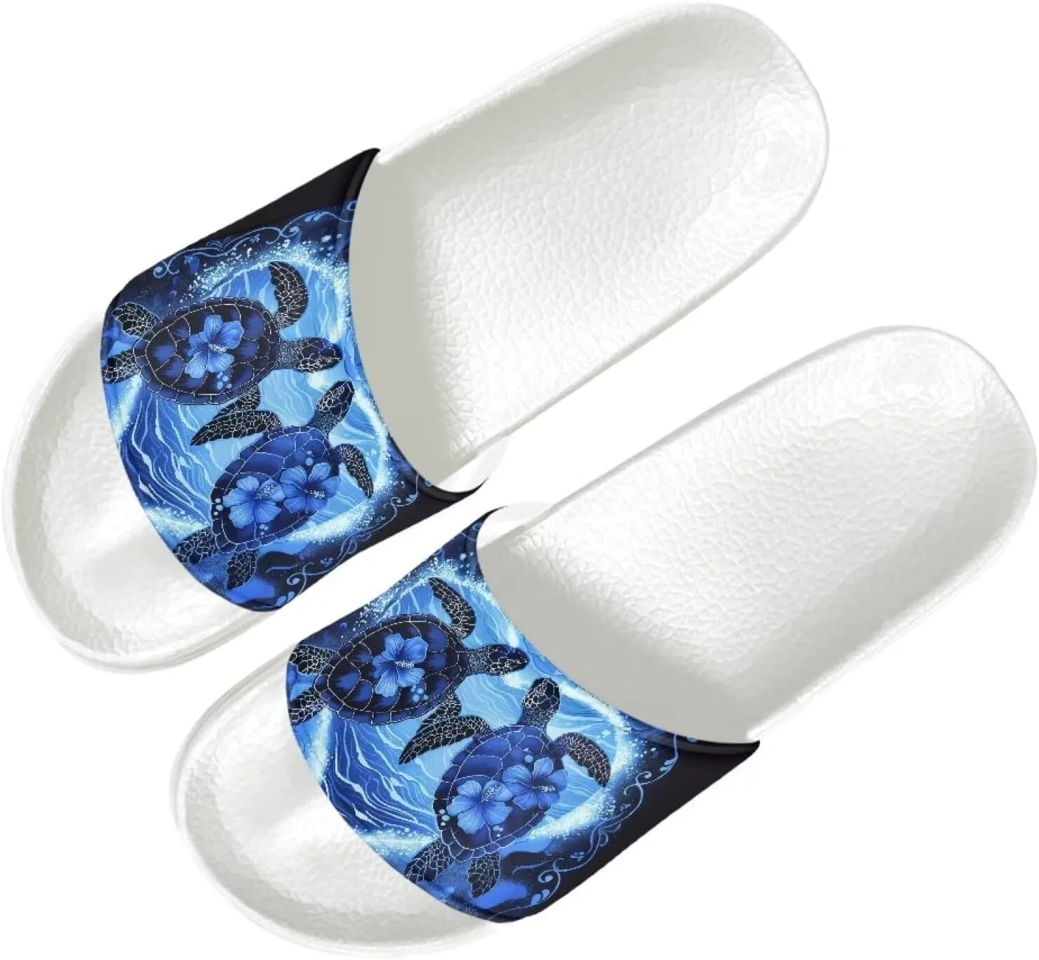 HUGS IDEA Women's Open Toe Slide Sandals Summer Slip-on House Shoes Anti-slip Beach Spa Flip Flops