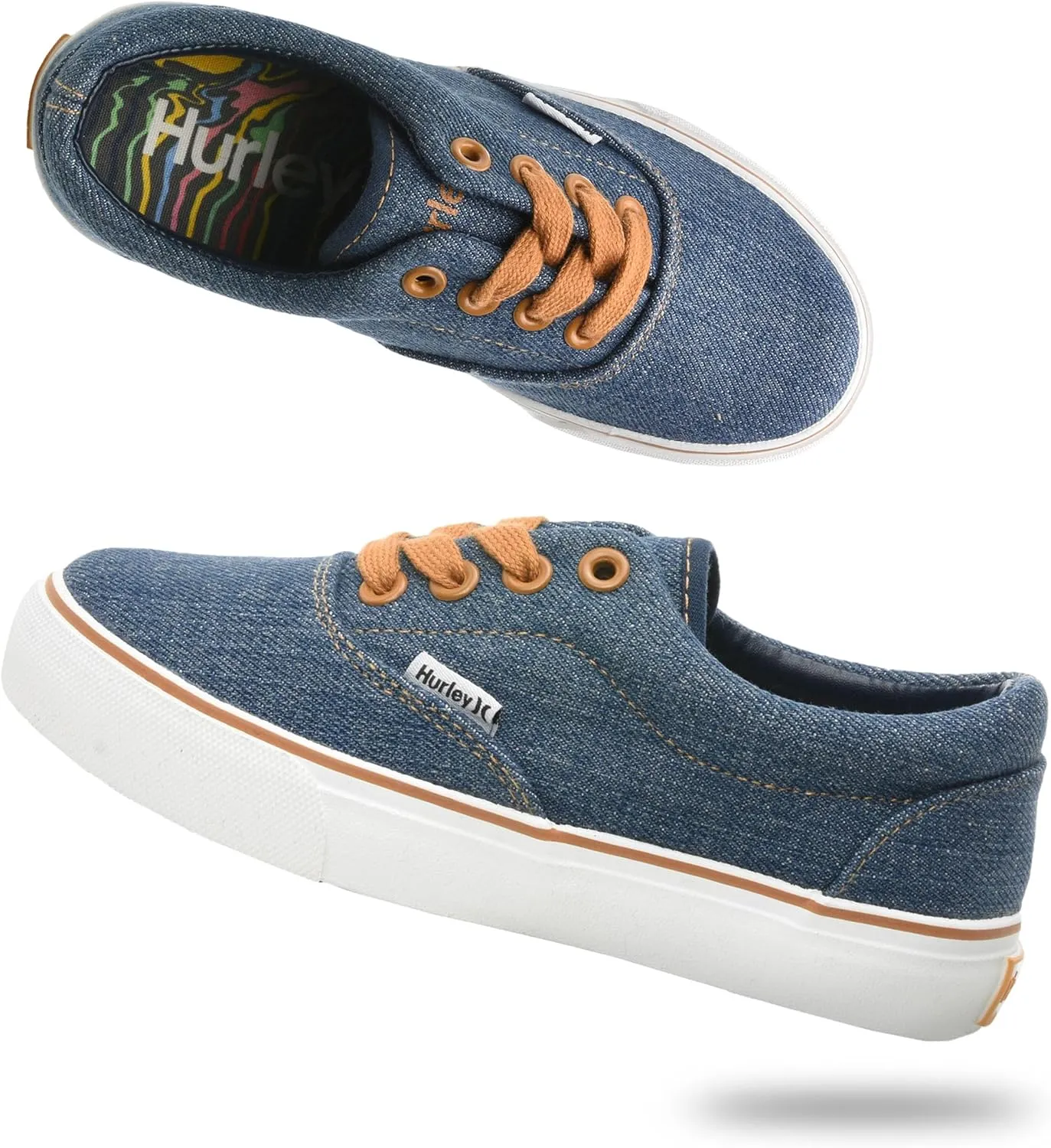 Hurley Marley Kids Lace Up Canvas Sneakers – Low Cut Skateboarding Shoes for Kids, Sports Shoes for Boys and Girls