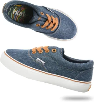 Hurley Marley Kids Lace Up Canvas Sneakers – Low Cut Skateboarding Shoes for Kids, Sports Shoes for Boys and Girls