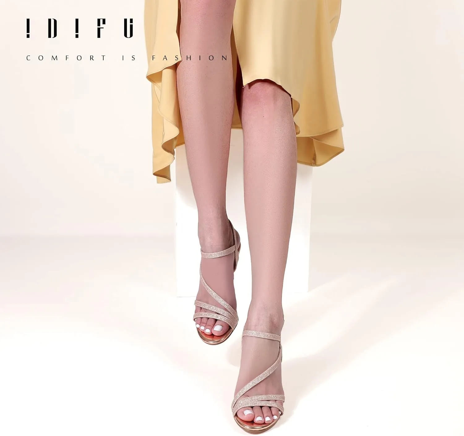 IDIFU Women's Black Nude White Silver Heels for Women Dress Kitten Heels Strappy Open Toe Heels Sandals Wedding Evening Party Shoes for Women Ladies Bridal