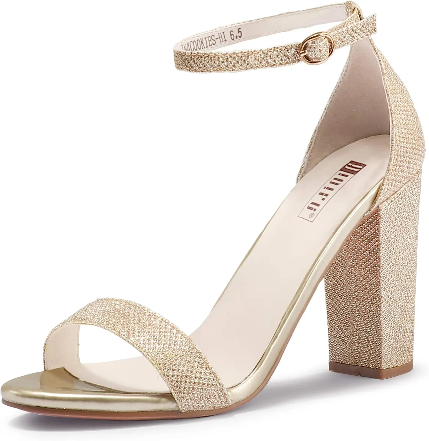 IDIFU Women's IN4 Cookie-HI Chunky High Heel Sandals Open Toe Ankle Strap Wedding Bridal Prom Dress Shoes For Women Bride Bridesmaid