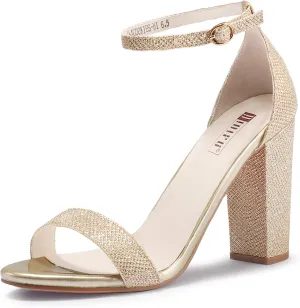 IDIFU Women's IN4 Cookie-HI Chunky High Heel Sandals Open Toe Ankle Strap Wedding Bridal Prom Dress Shoes For Women Bride Bridesmaid