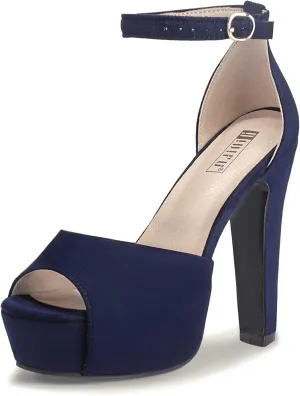 IDIFU Women's Platform Chunky High Heels Dress Sandals Peep Toe Ankle Strap Wedding Party Evening Shoes for Women Bride