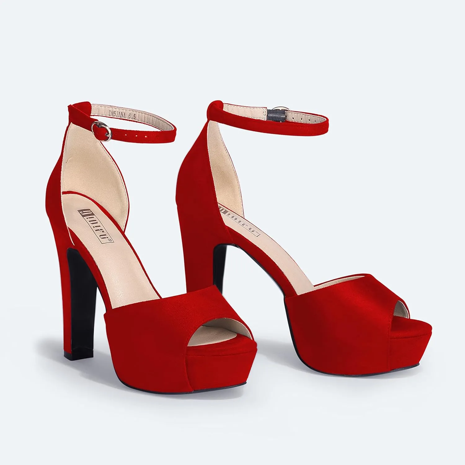 IDIFU Women's Platform Chunky High Heels Dress Sandals Peep Toe Ankle Strap Wedding Party Evening Shoes for Women Bride