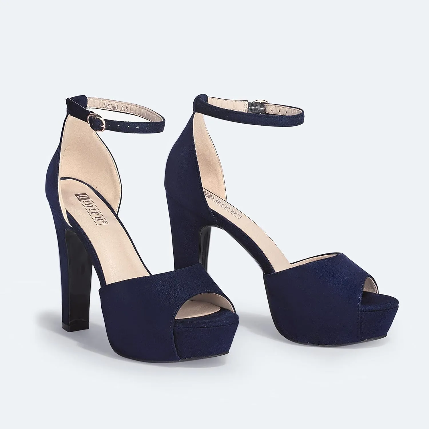 IDIFU Women's Platform Chunky High Heels Dress Sandals Peep Toe Ankle Strap Wedding Party Evening Shoes for Women Bride