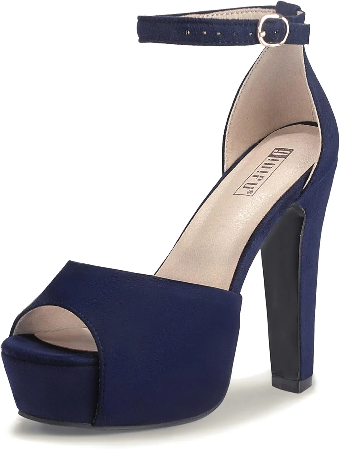 IDIFU Women's Platform Chunky High Heels Dress Sandals Peep Toe Ankle Strap Wedding Party Evening Shoes for Women Bride