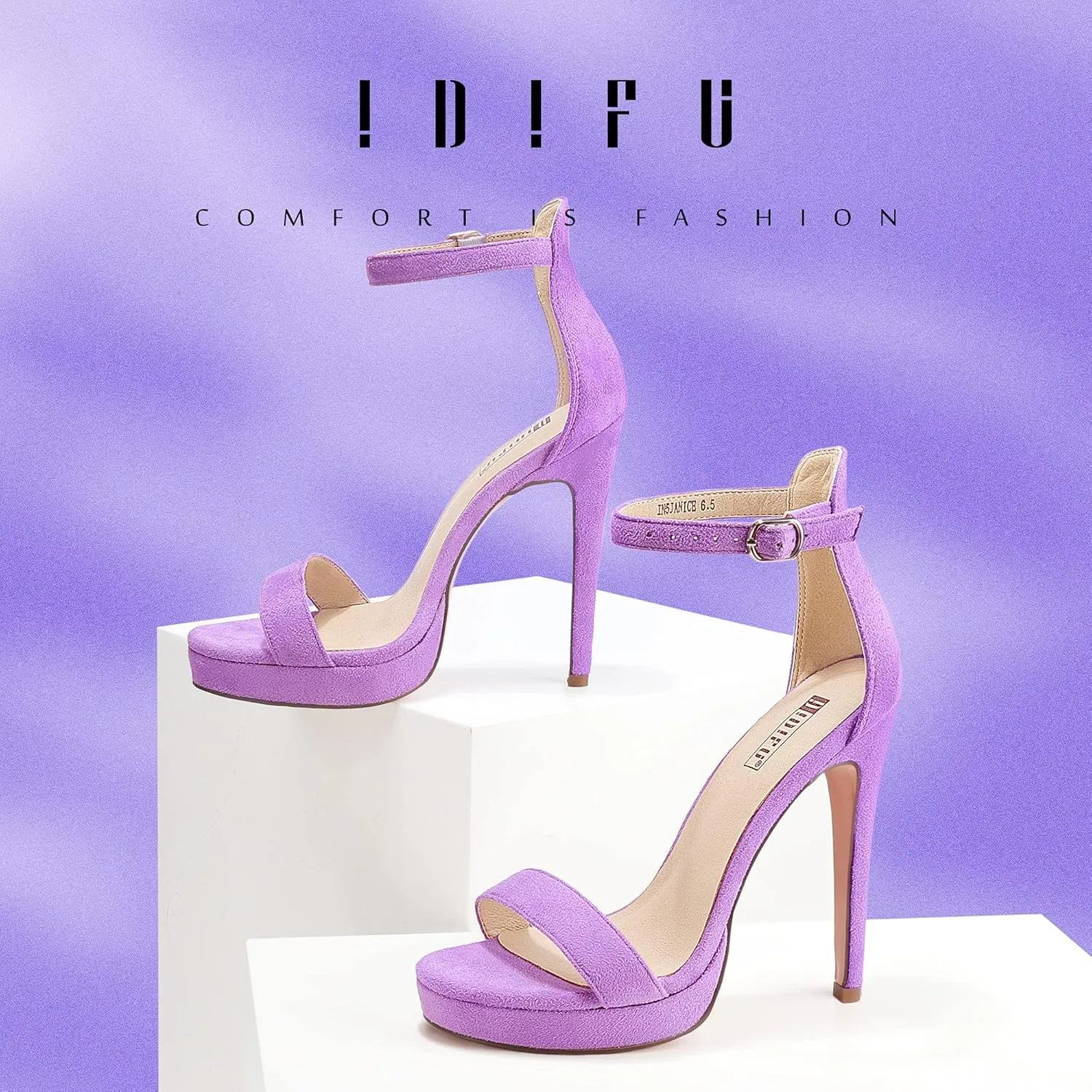 IDIFU Women's Stiletto High Heel Sandals Platform Open Toe Ankle Strap Dress Shoes for Women Bride Ladies in Wedding Bridal Party Homecoming