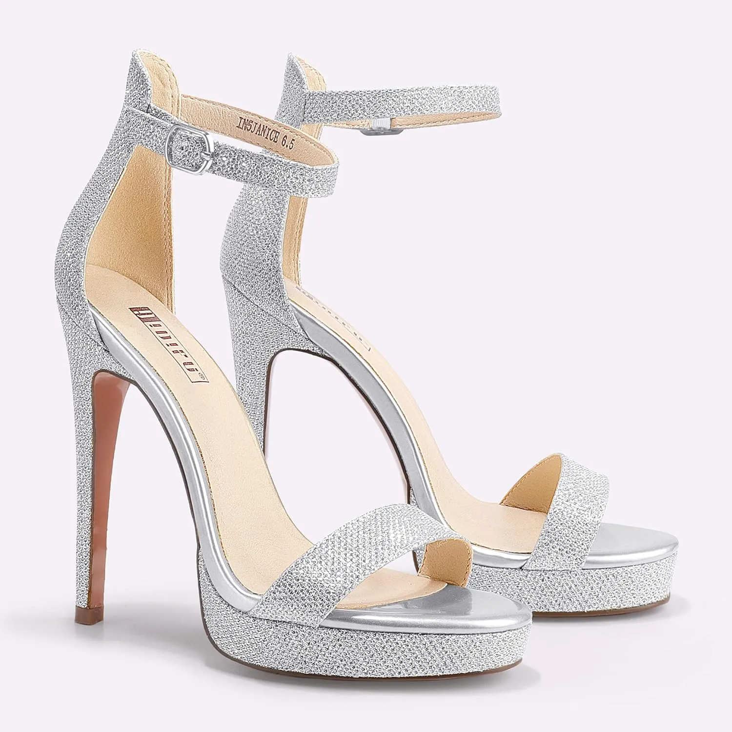 IDIFU Women's Stiletto High Heel Sandals Platform Open Toe Ankle Strap Dress Shoes for Women Bride Ladies in Wedding Bridal Party Homecoming