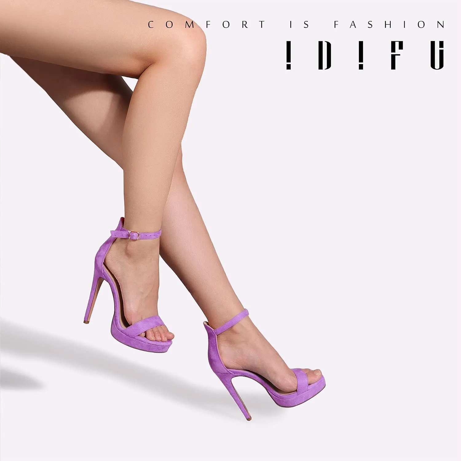 IDIFU Women's Stiletto High Heel Sandals Platform Open Toe Ankle Strap Dress Shoes for Women Bride Ladies in Wedding Bridal Party Homecoming