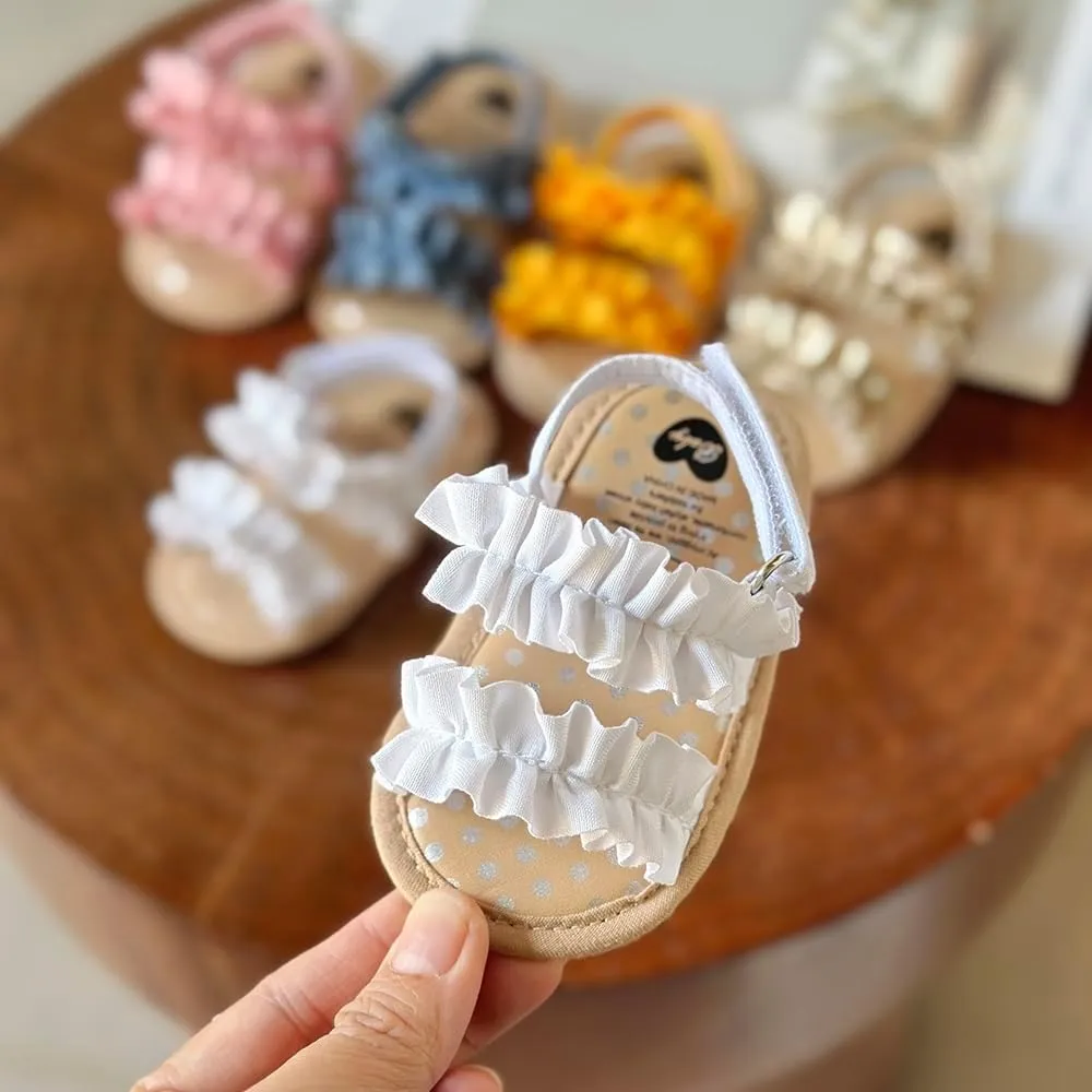 Infant Baby Boys Girls Sandals Summer Baby Wedding Dress Flat Shoes Newborn Crib Shoes First Walkers Prewalkers Shoes