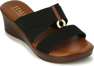 ITALIAN Shoemakers Womens Lucita Wedge Sandals 6 Black