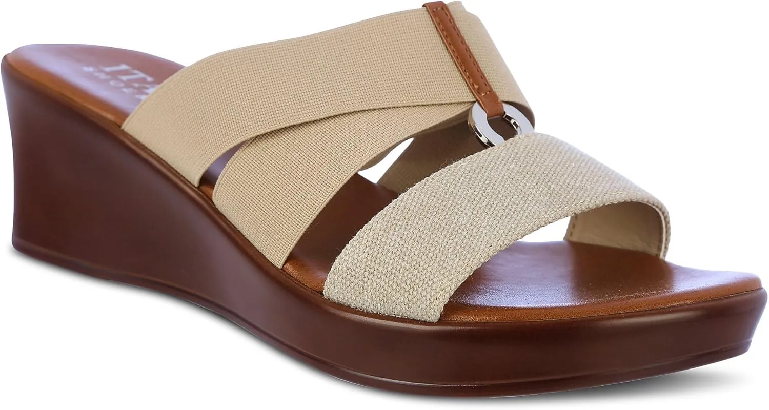 ITALIAN Shoemakers Womens Lucita Wedge Sandals 6 Taupe
