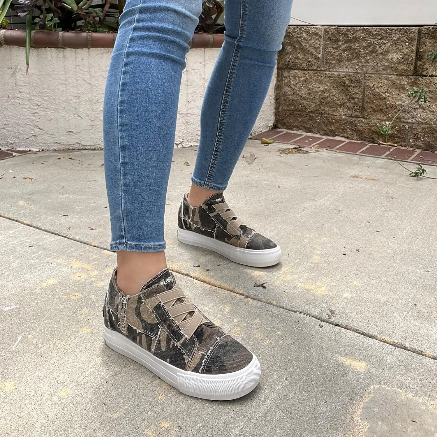 JENN ARDOR Wedge Sneakers for Women Fashion Canvas Shoes Casual Platform Hidden Heel Womens Slip On Sneaker Non Slip Side Zipper