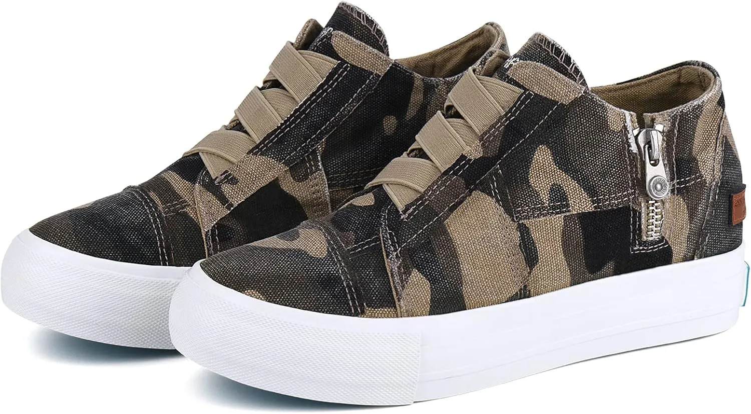 JENN ARDOR Wedge Sneakers for Women Fashion Canvas Shoes Casual Platform Hidden Heel Womens Slip On Sneaker Non Slip Side Zipper