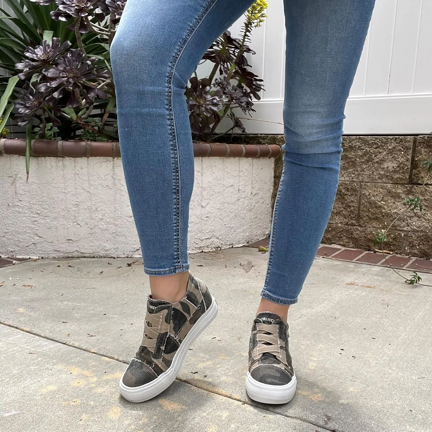 JENN ARDOR Wedge Sneakers for Women Fashion Canvas Shoes Casual Platform Hidden Heel Womens Slip On Sneaker Non Slip Side Zipper