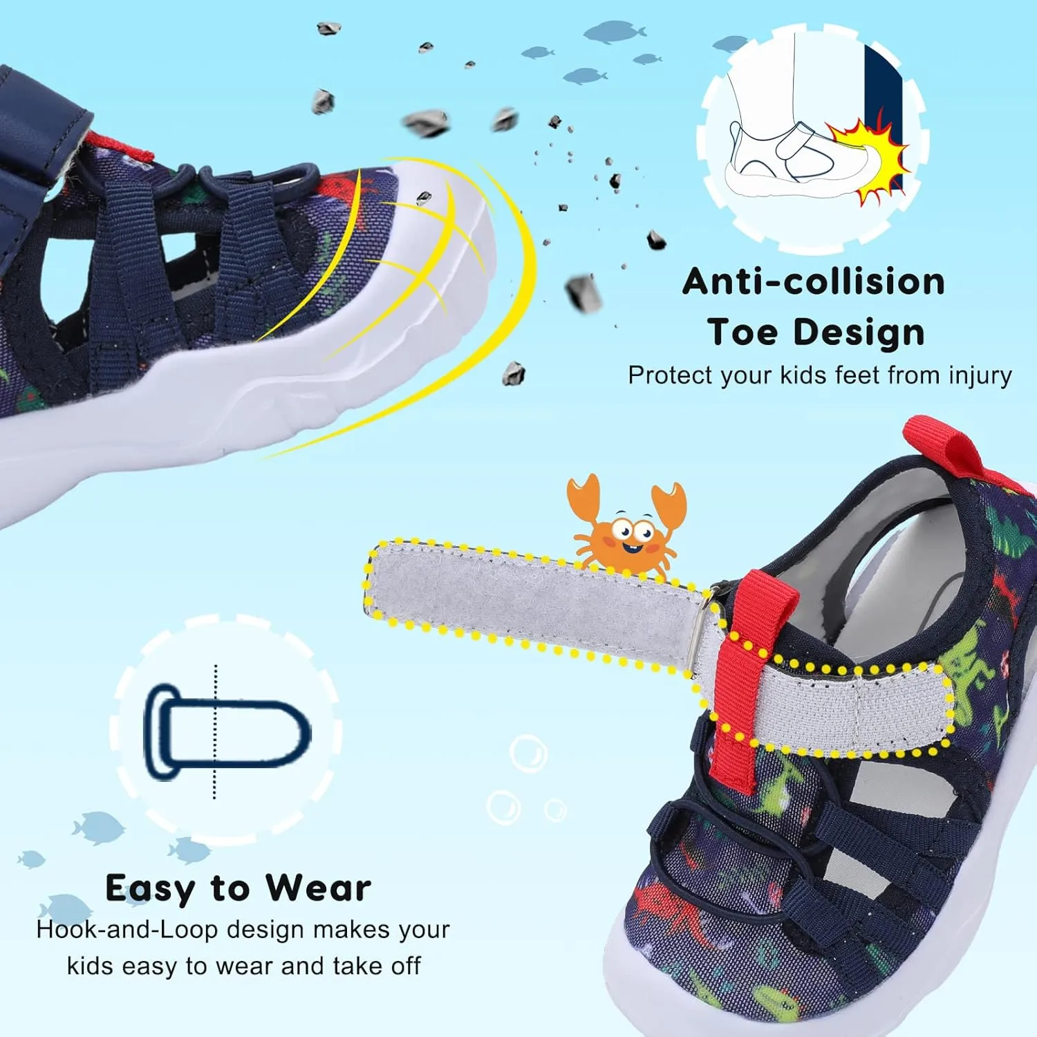 JOINFREE Toddler Boys Girls Water Shoes Breathable Qucik Dry Sport Beach Sandals Lightweight Barefoot Flexible