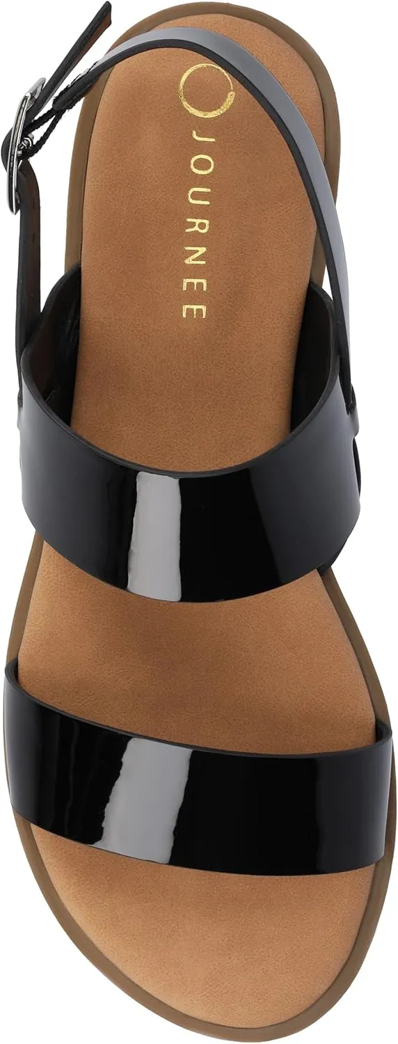 Journee Womens and Lavine Multi Strap Flat Sandals