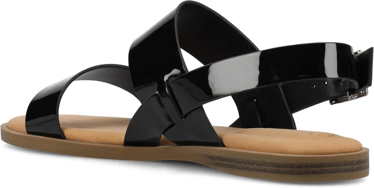 Journee Womens and Lavine Multi Strap Flat Sandals