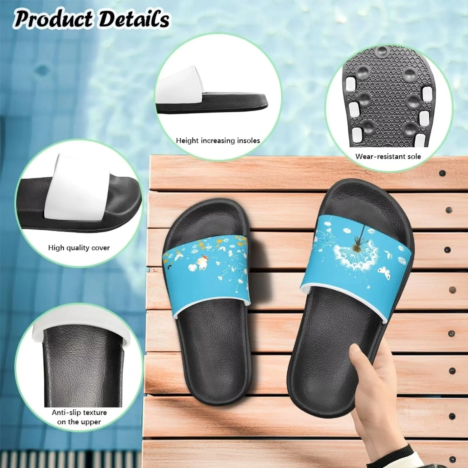 JoyLamoria Animals Pattern Sandals House Slides for Children's Cozy Home Cartoon Pillow Slippers Soft Cushioned Beach Pool Bathroom Summer