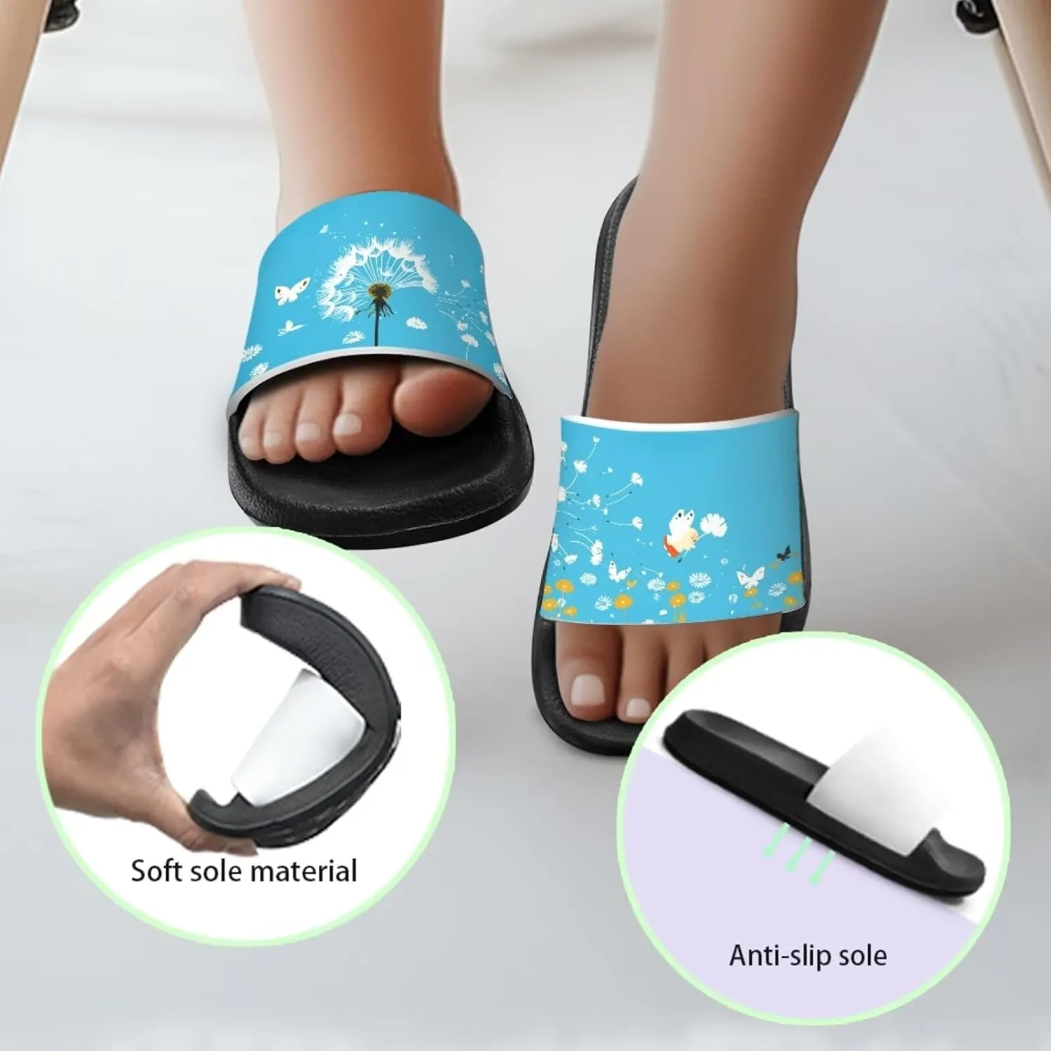 JoyLamoria Animals Pattern Sandals House Slides for Children's Cozy Home Cartoon Pillow Slippers Soft Cushioned Beach Pool Bathroom Summer