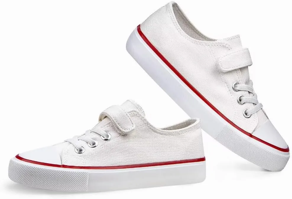JUDIS Kids Canvas Shoes Adjustable Hook and Loop Fashion Casual Sneakers for Boys and Girls