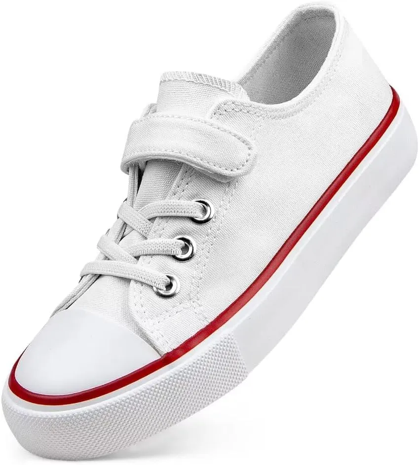 JUDIS Kids Canvas Shoes Adjustable Hook and Loop Fashion Casual Sneakers for Boys and Girls