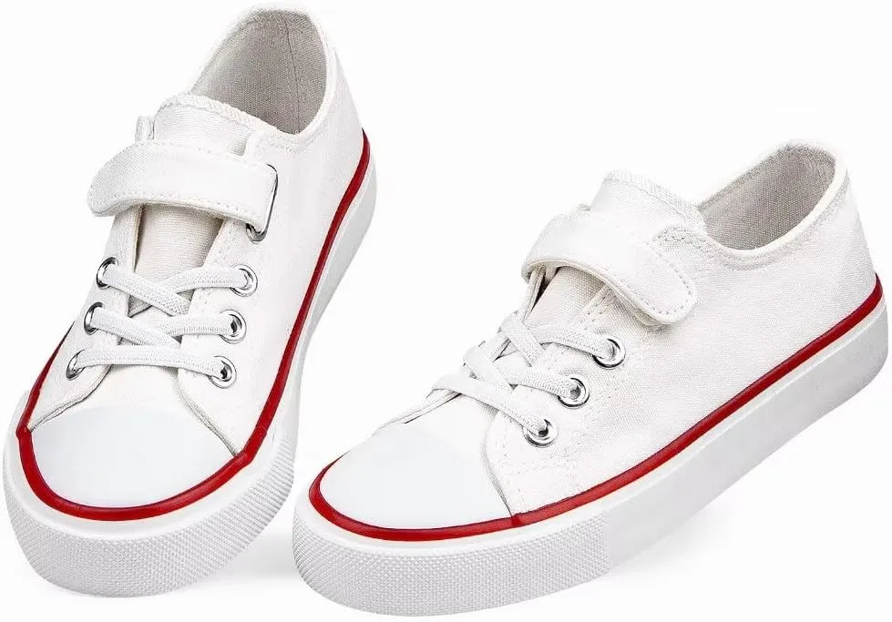 JUDIS Kids Canvas Shoes Adjustable Hook and Loop Fashion Casual Sneakers for Boys and Girls