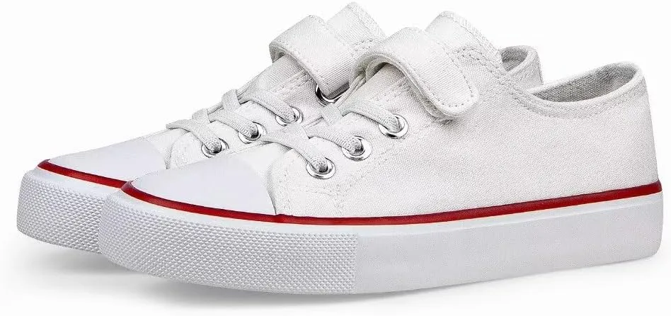JUDIS Kids Canvas Shoes Adjustable Hook and Loop Fashion Casual Sneakers for Boys and Girls