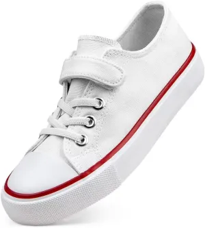 JUDIS Kids Canvas Shoes Adjustable Hook and Loop Fashion Casual Sneakers for Boys and Girls