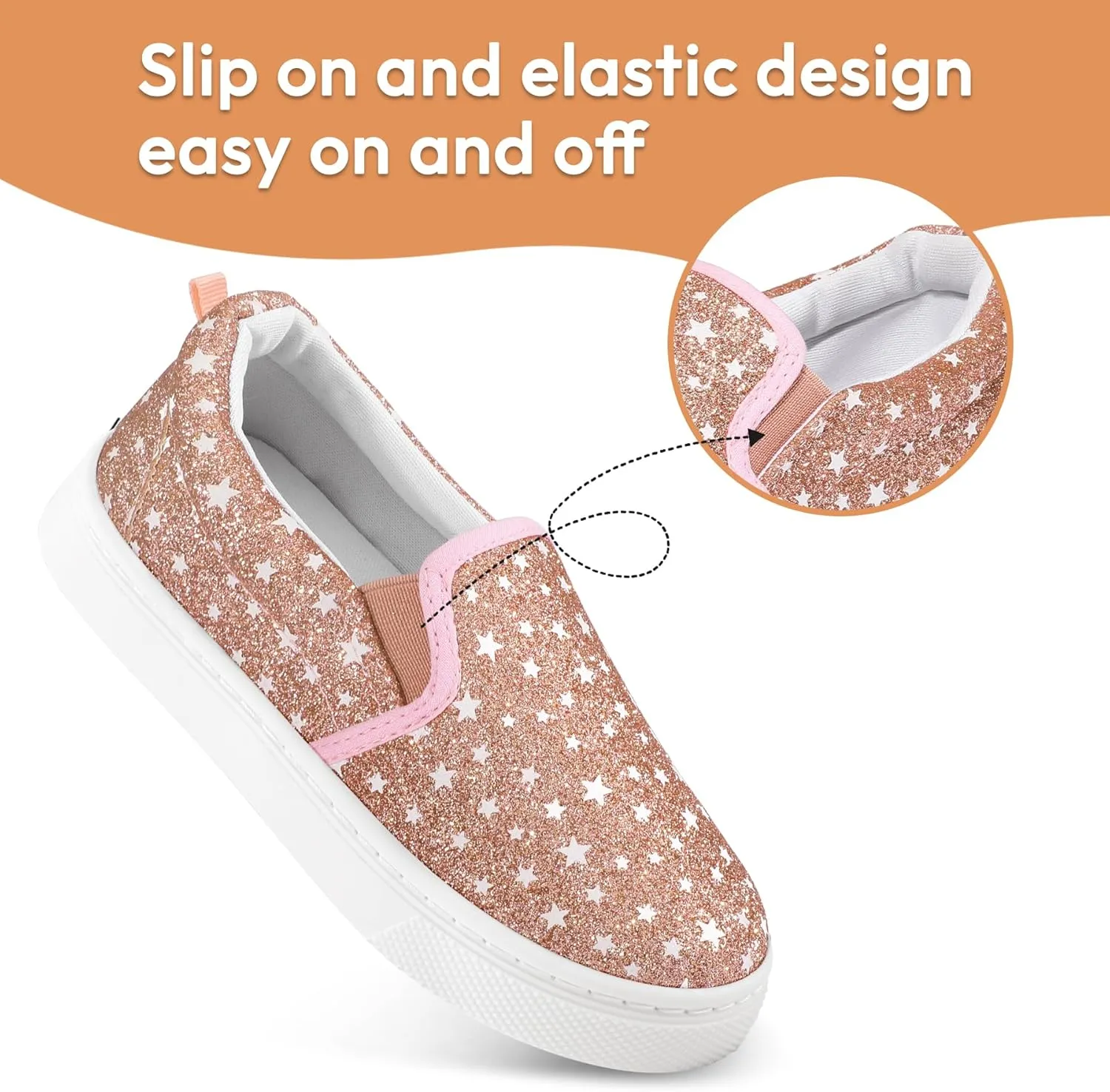 K KomForme Toddler Girls Boys Shoes Little Kids Slip on Canvas Sneakers for Running/Walking