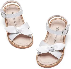 Kiderence Toddler Girls Pink Floral Sandals - Girls' Casual Flat Sandals with Ankle Strap