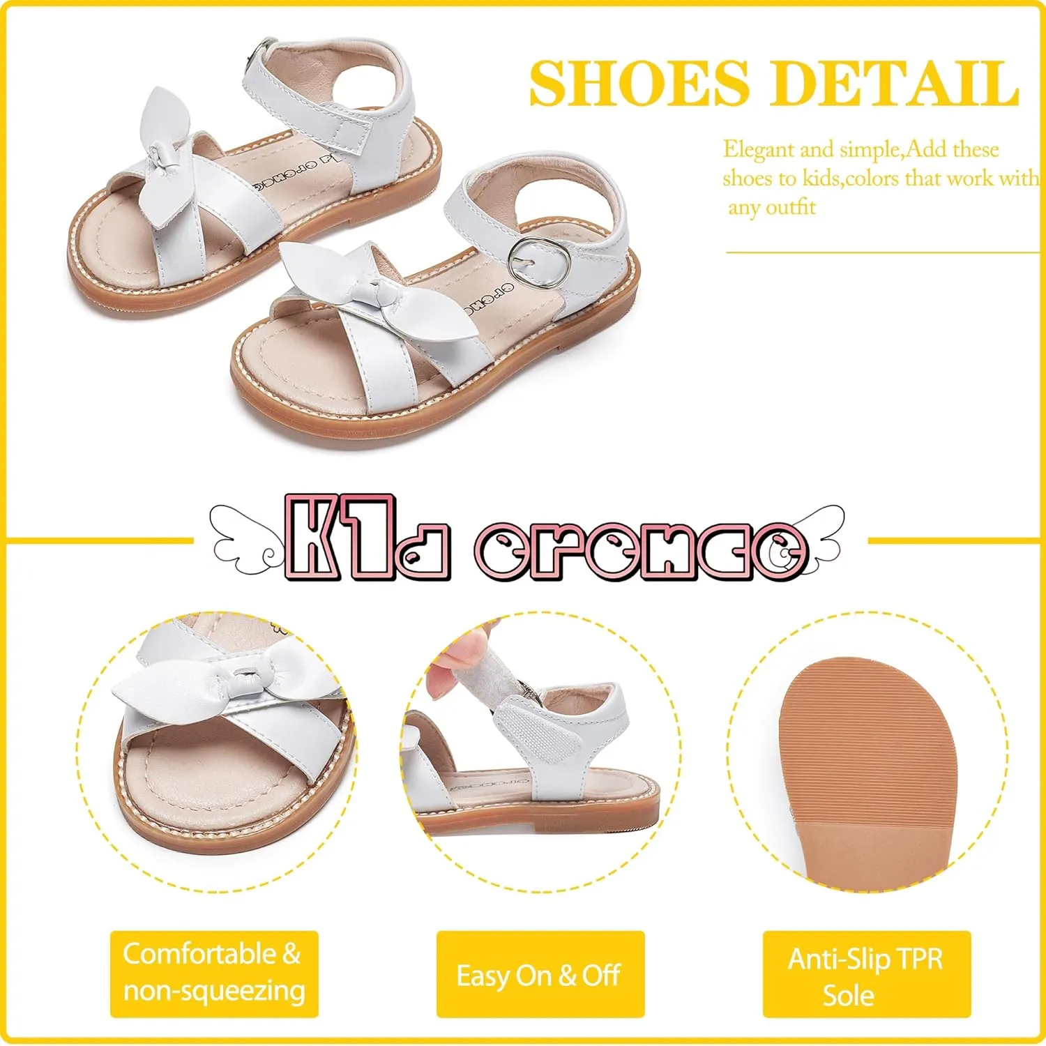 Kiderence Toddler Girls Pink Floral Sandals - Girls' Casual Flat Sandals with Ankle Strap
