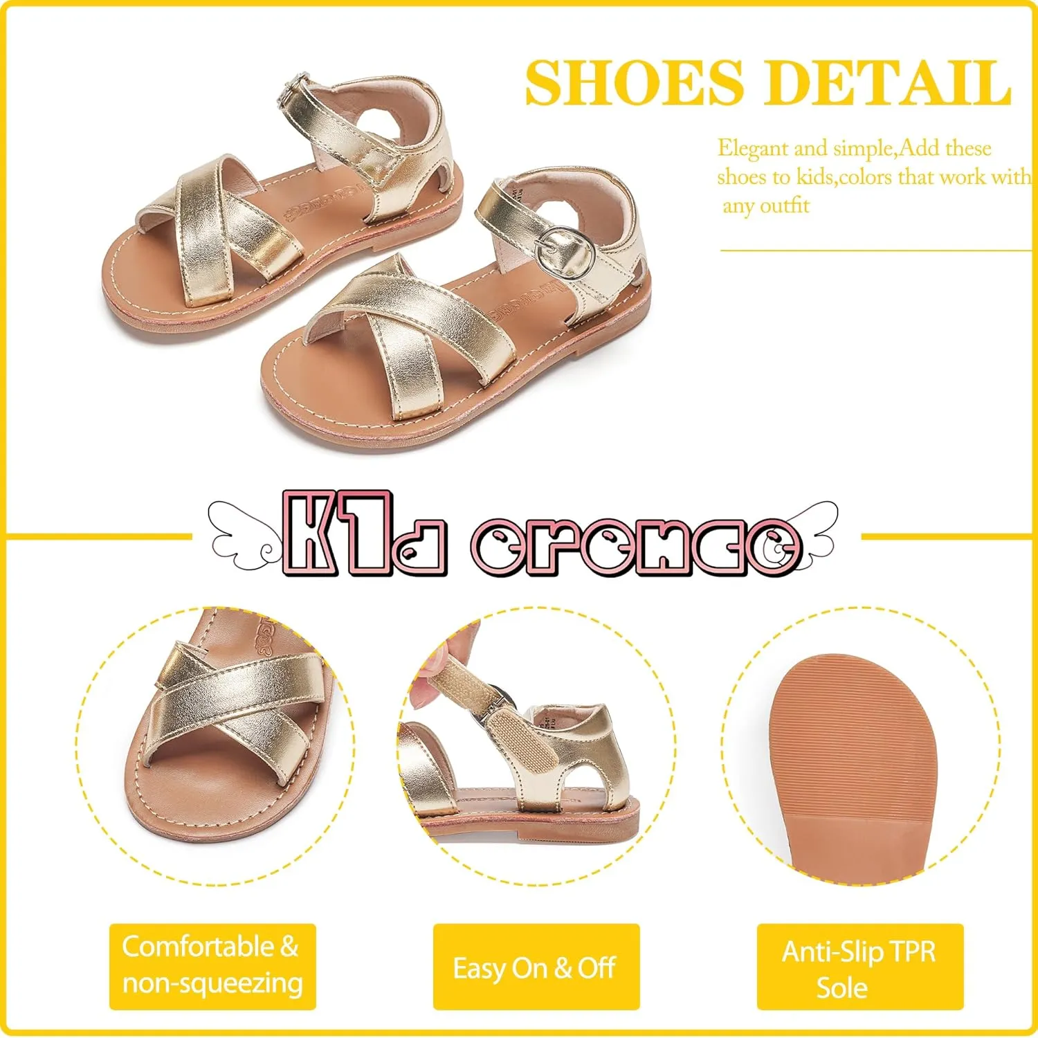 Kiderence Toddler Girls Sandals Little Girls Kids Summer Shoes Toddler Sandals