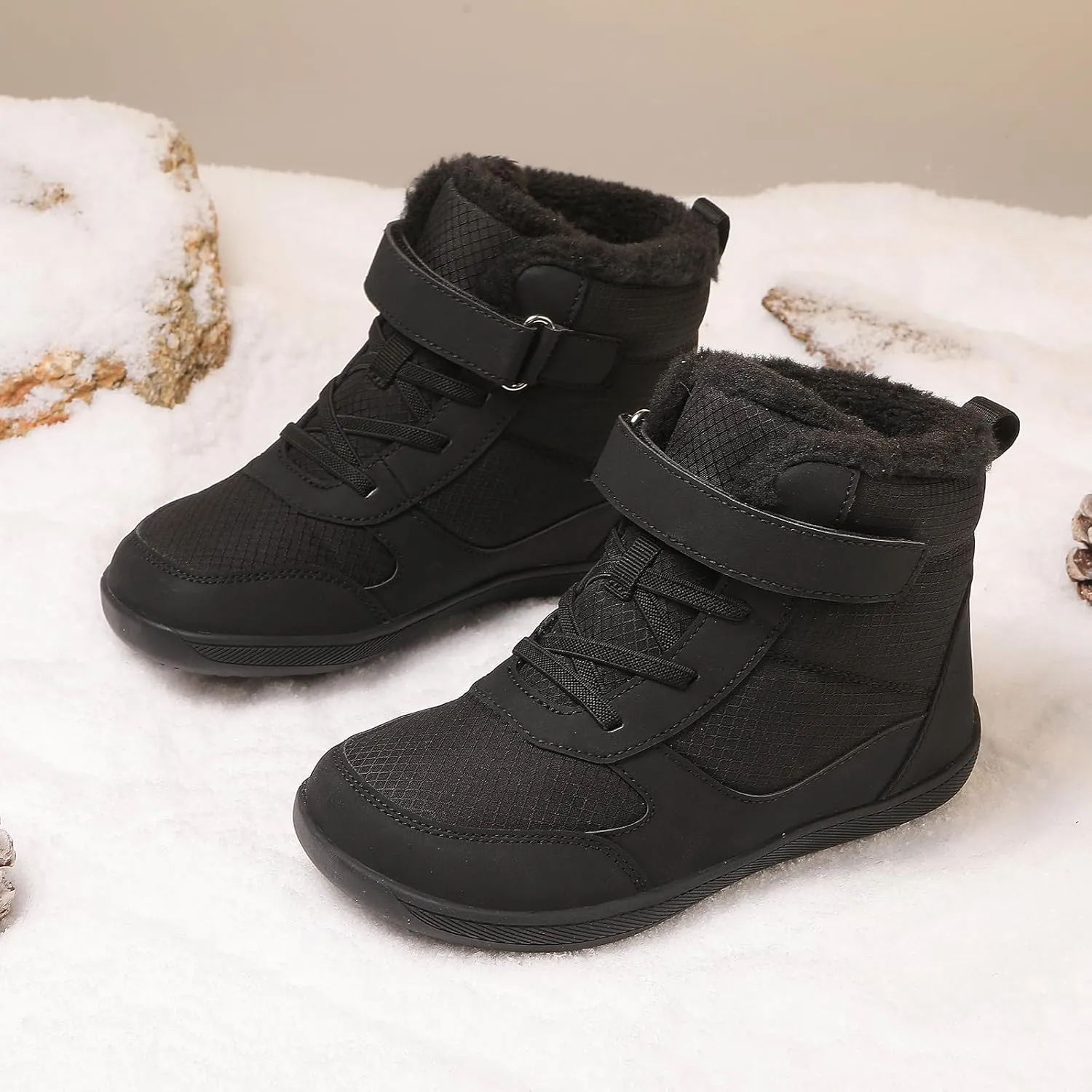 Kids Barefoot Snow Boots for Winter: Minimalist Zero Drop - Wide Toe Box Hiking Boots for Toddler/Boys/Girls